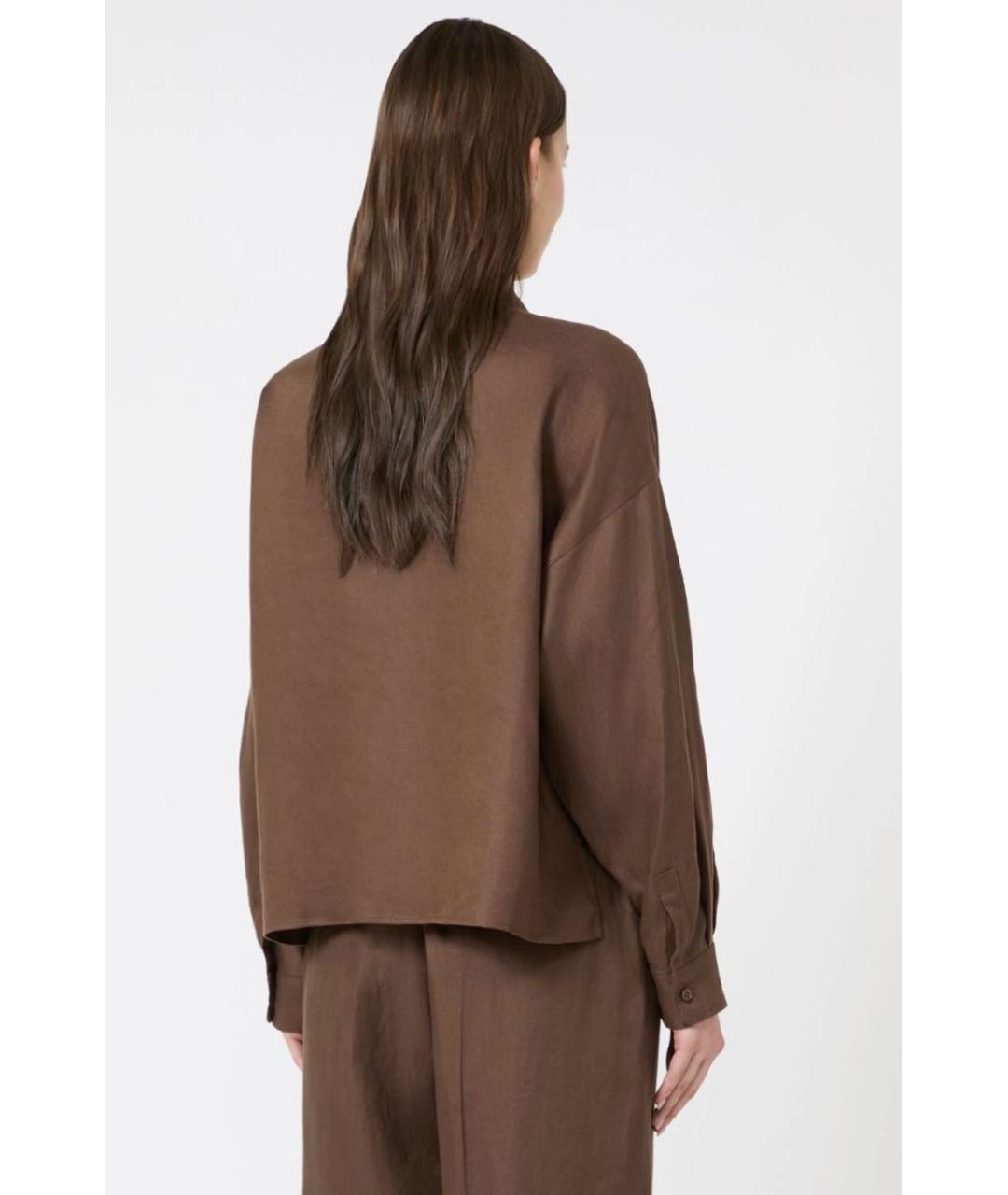 WEEKEND MAX MARA Коричневый льняной костюм с брюками, фото 5