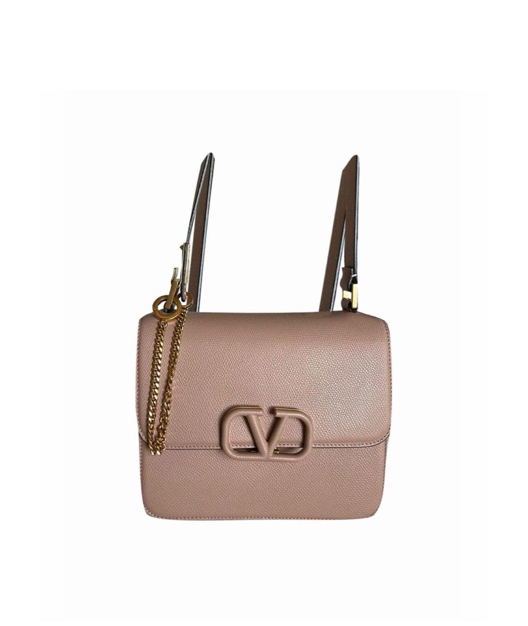 VALENTINO Бежевая кожаная сумка через плечо, фото 2