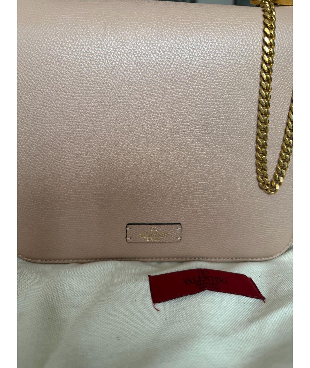 VALENTINO Бежевая кожаная сумка через плечо, фото 7