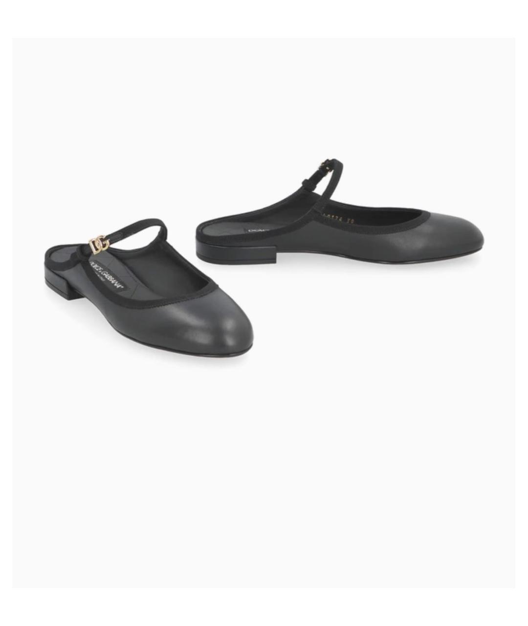 DOLCE&GABBANA Черные кожаные балетки, фото 2