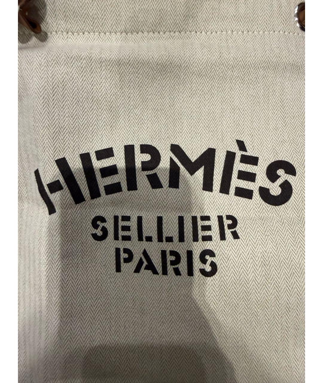 HERMES Бежевая тканевая сумка тоут, фото 6