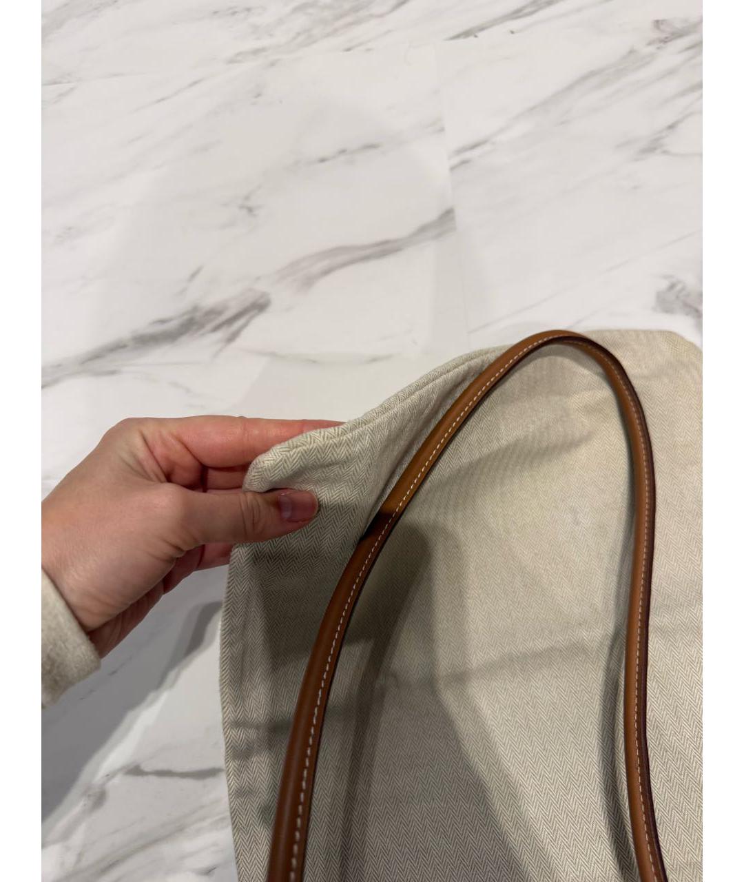 HERMES Бежевая тканевая сумка тоут, фото 5