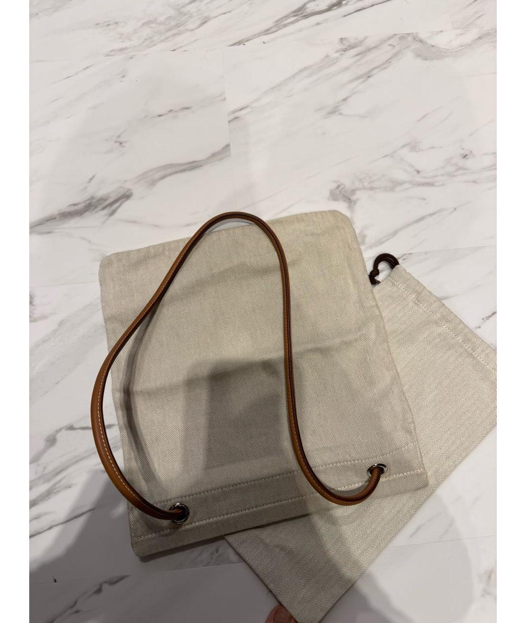 HERMES Бежевая тканевая сумка тоут, фото 3