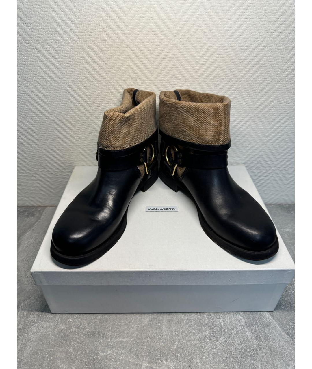 DOLCE&GABBANA Черные кожаные ботинки, фото 2