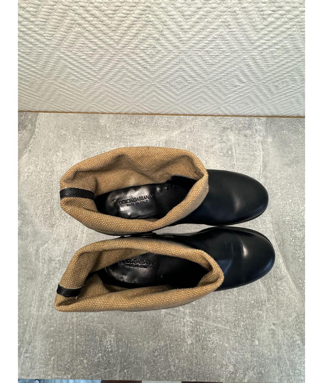 DOLCE&GABBANA Черные кожаные ботинки, фото 3