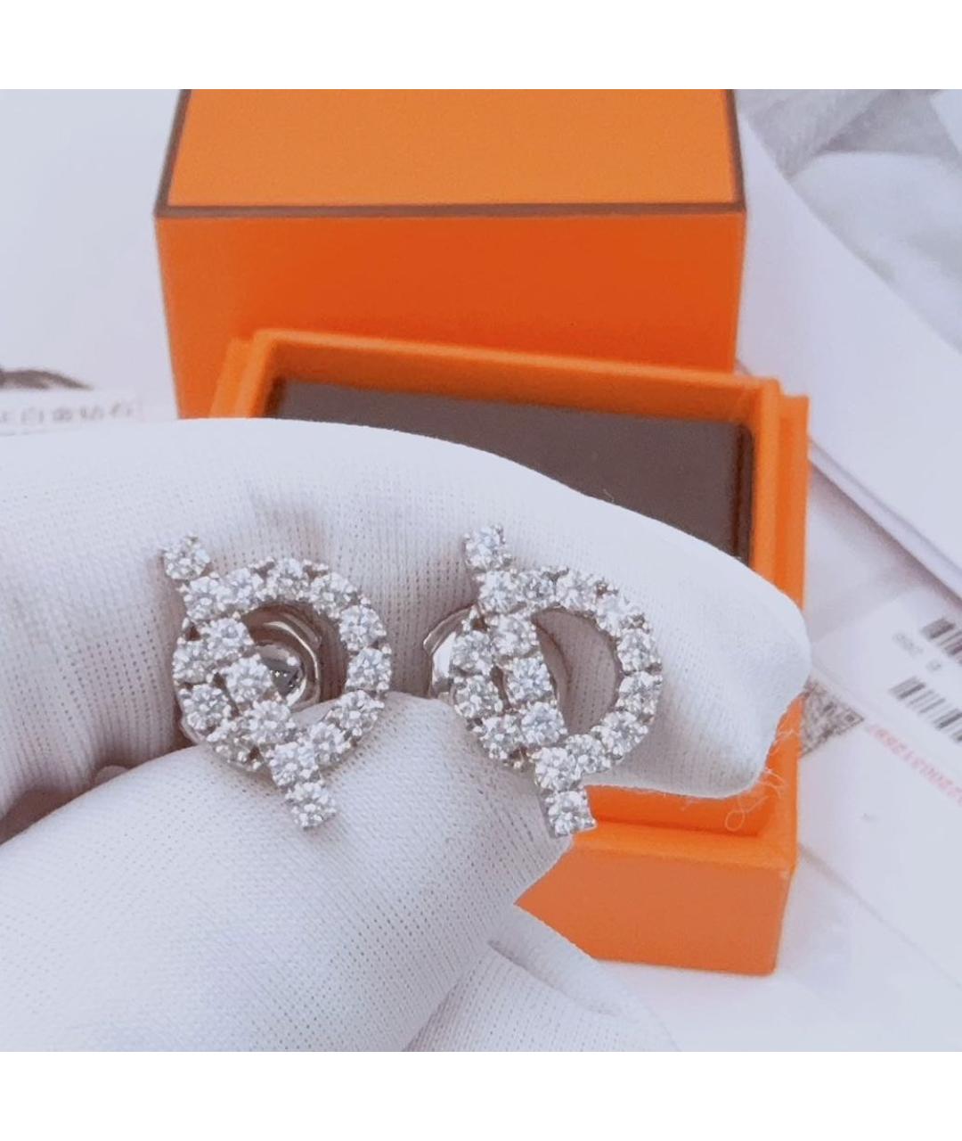 HERMES Белые серьги из белого золота, фото 2