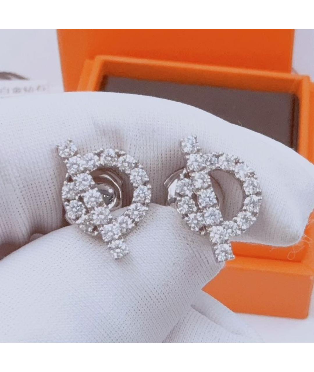 HERMES Белые серьги из белого золота, фото 3