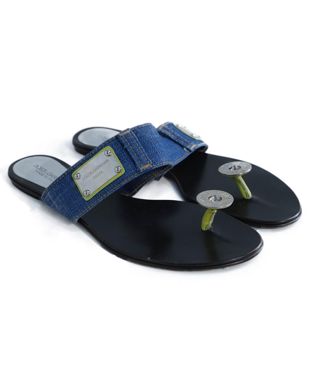 DOLCE&GABBANA Синие текстильные сандалии, фото 2