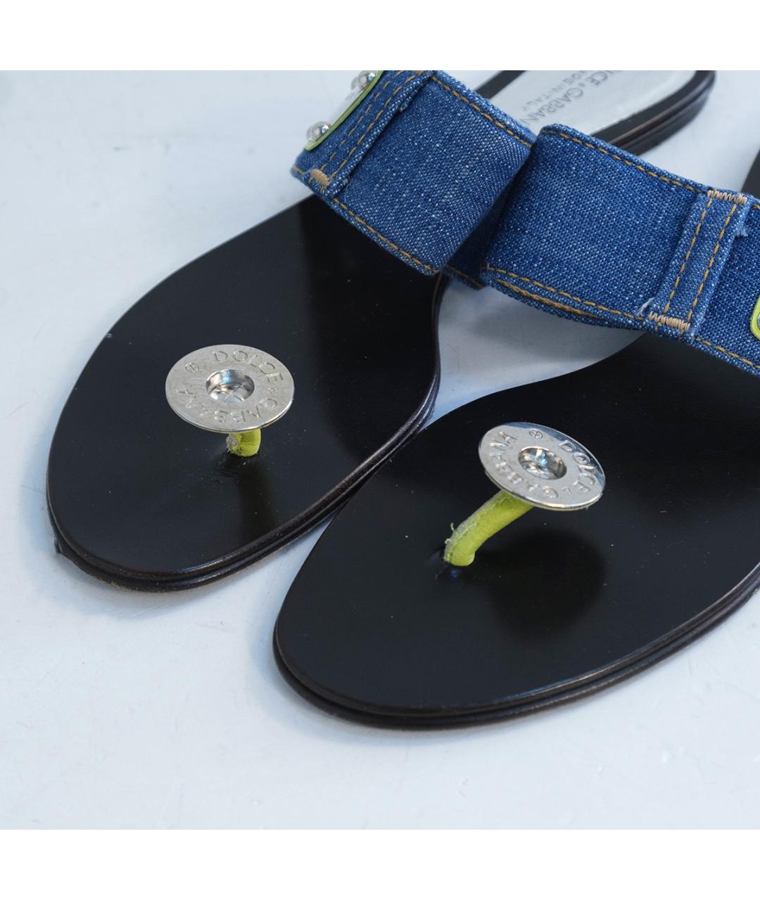 DOLCE&GABBANA Синие текстильные сандалии, фото 3