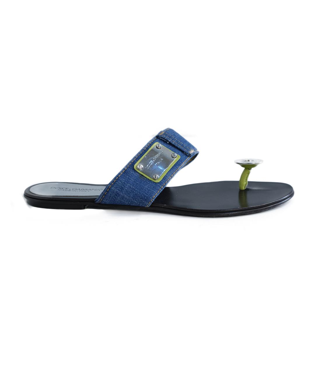 DOLCE&GABBANA Синие текстильные сандалии, фото 6