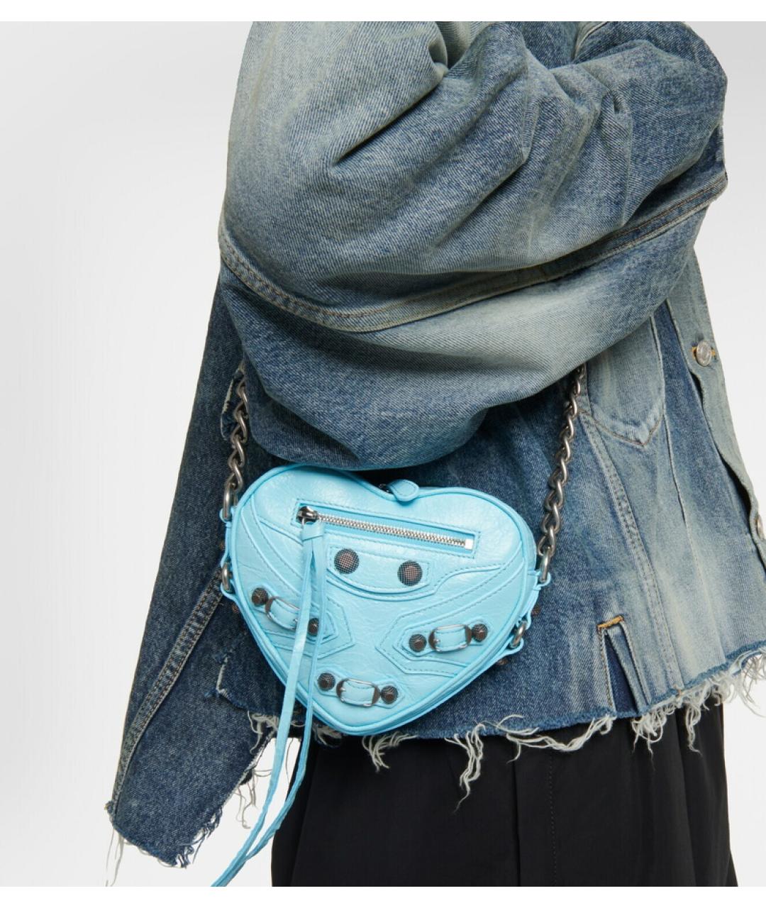 BALENCIAGA Голубая кожаная сумка через плечо, фото 5