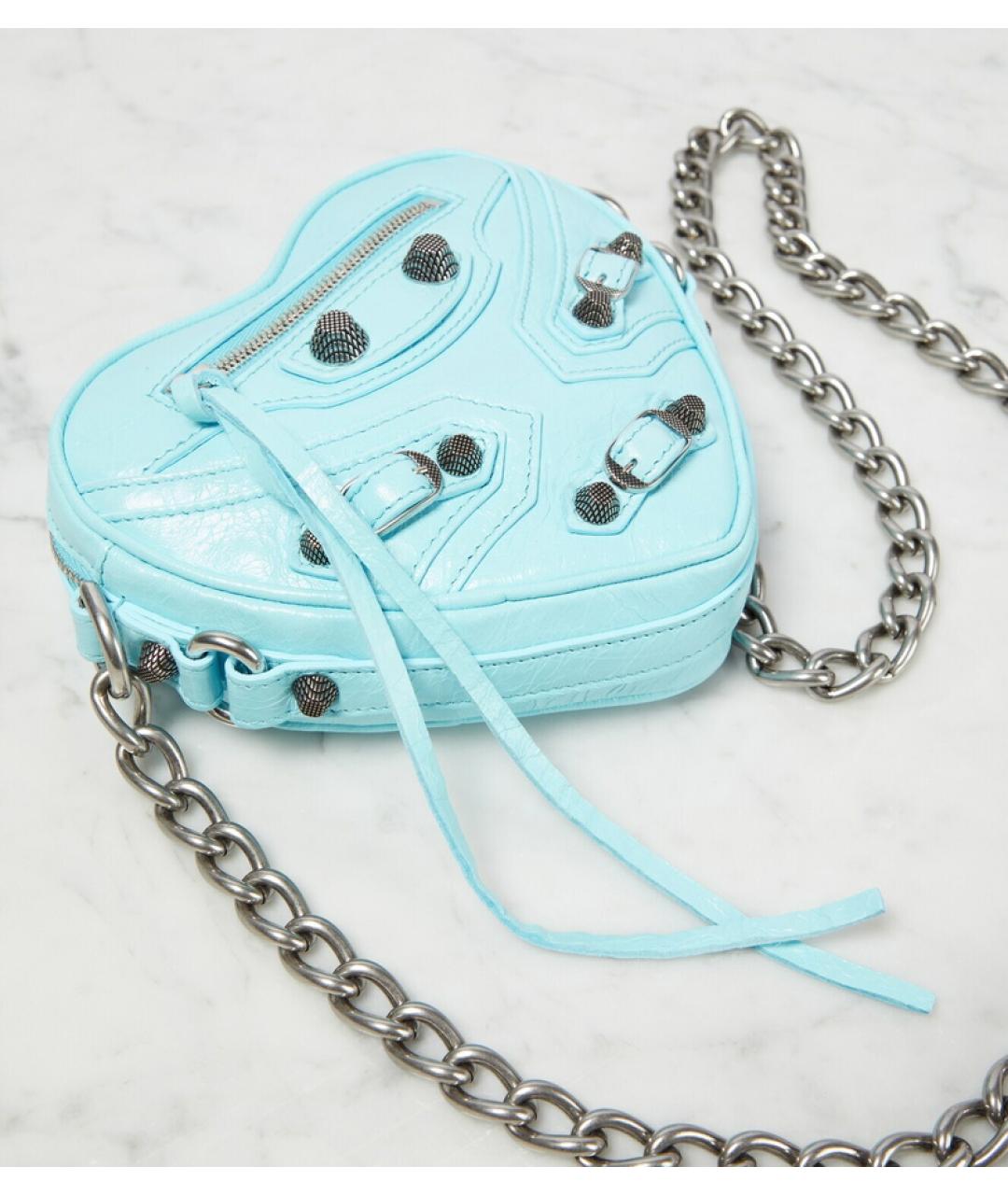 BALENCIAGA Голубая кожаная сумка через плечо, фото 6