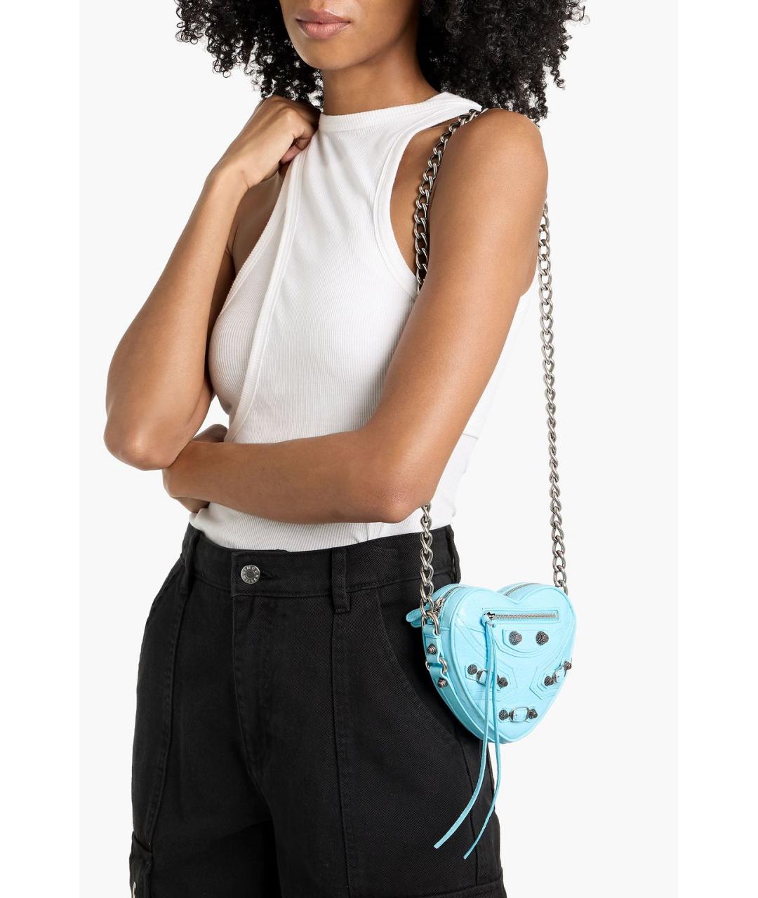 BALENCIAGA Голубая кожаная сумка через плечо, фото 3