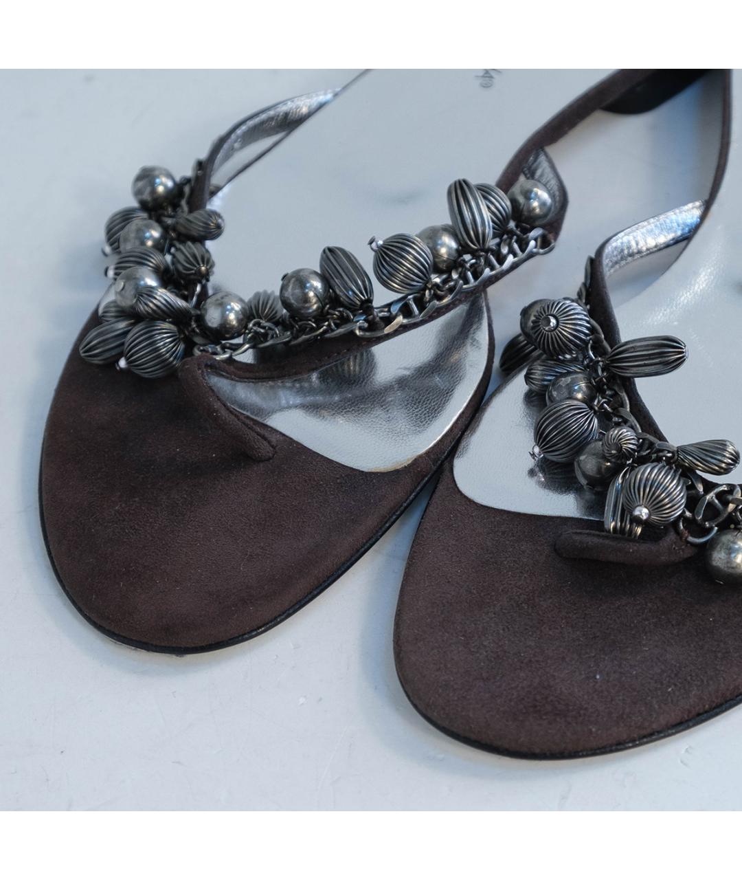DOLCE&GABBANA Коричневые кожаные босоножки, фото 3
