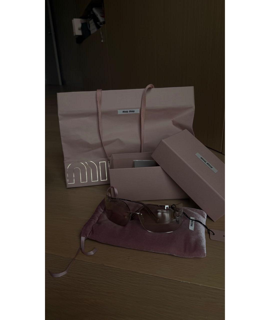 MIU MIU Бежевые металлические солнцезащитные очки, фото 5