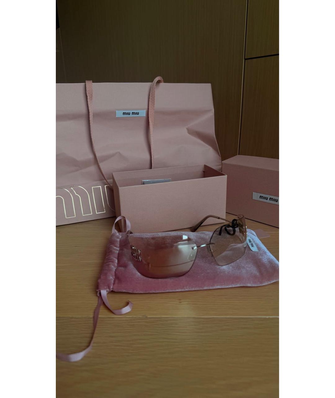 MIU MIU Бежевые металлические солнцезащитные очки, фото 4