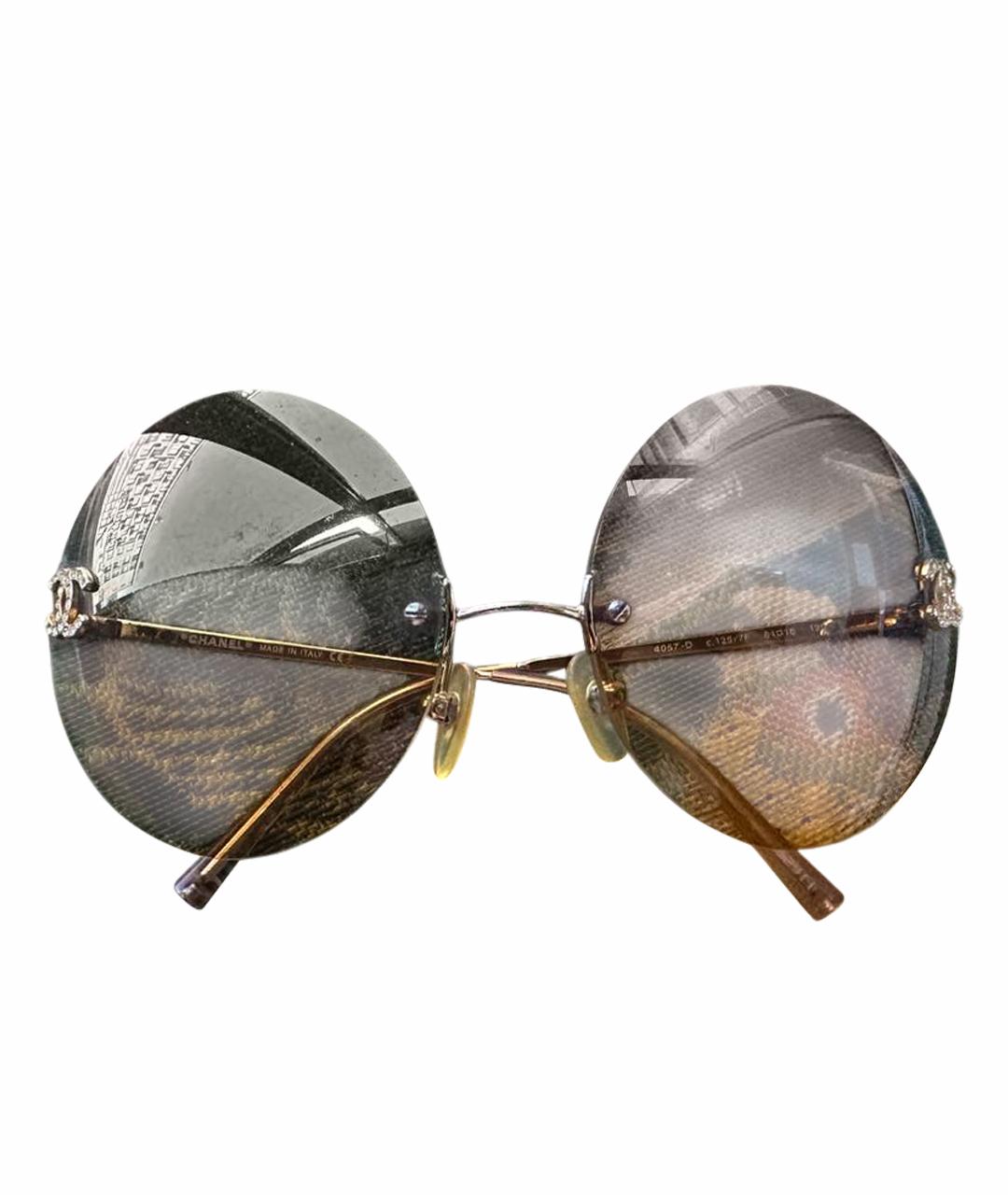 CHANEL Золотые металлические солнцезащитные очки, фото 1