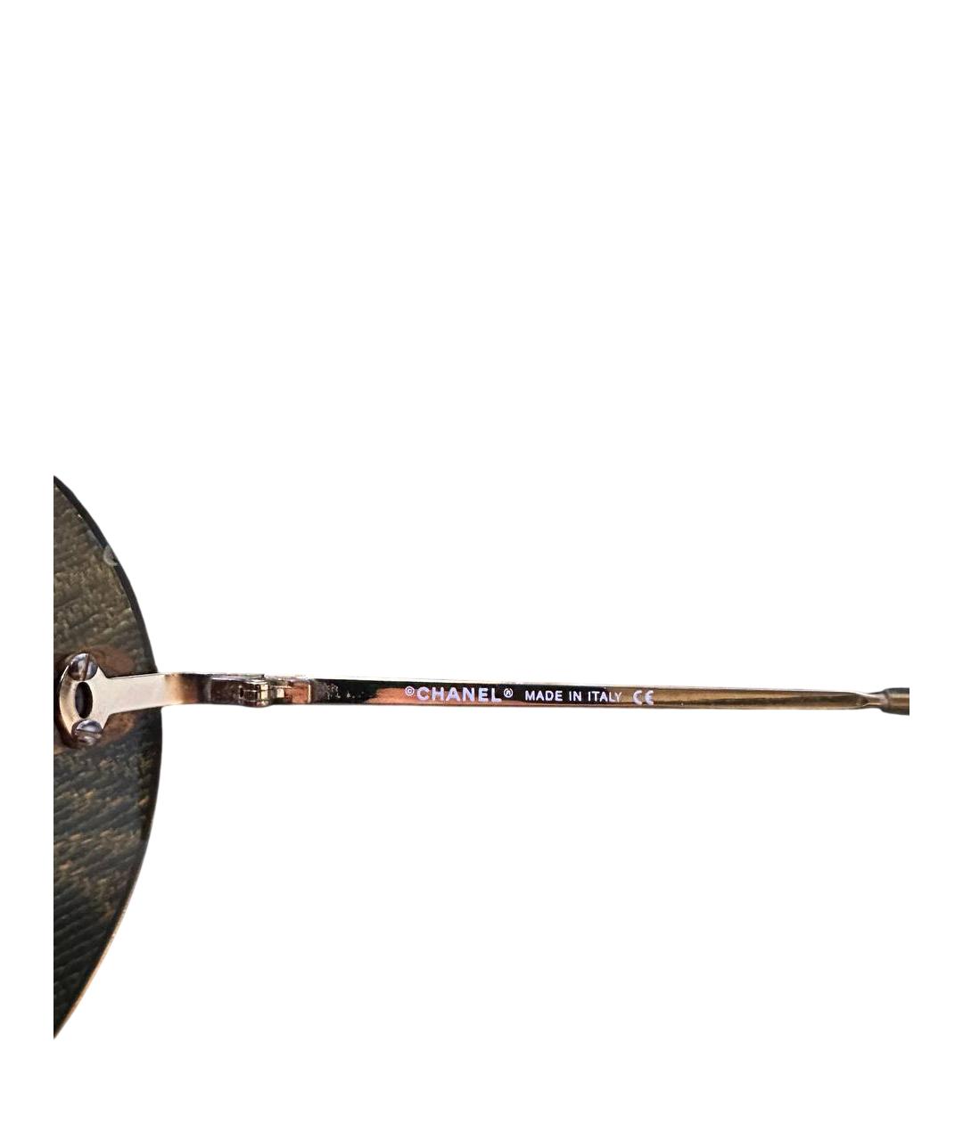 CHANEL Золотые металлические солнцезащитные очки, фото 2