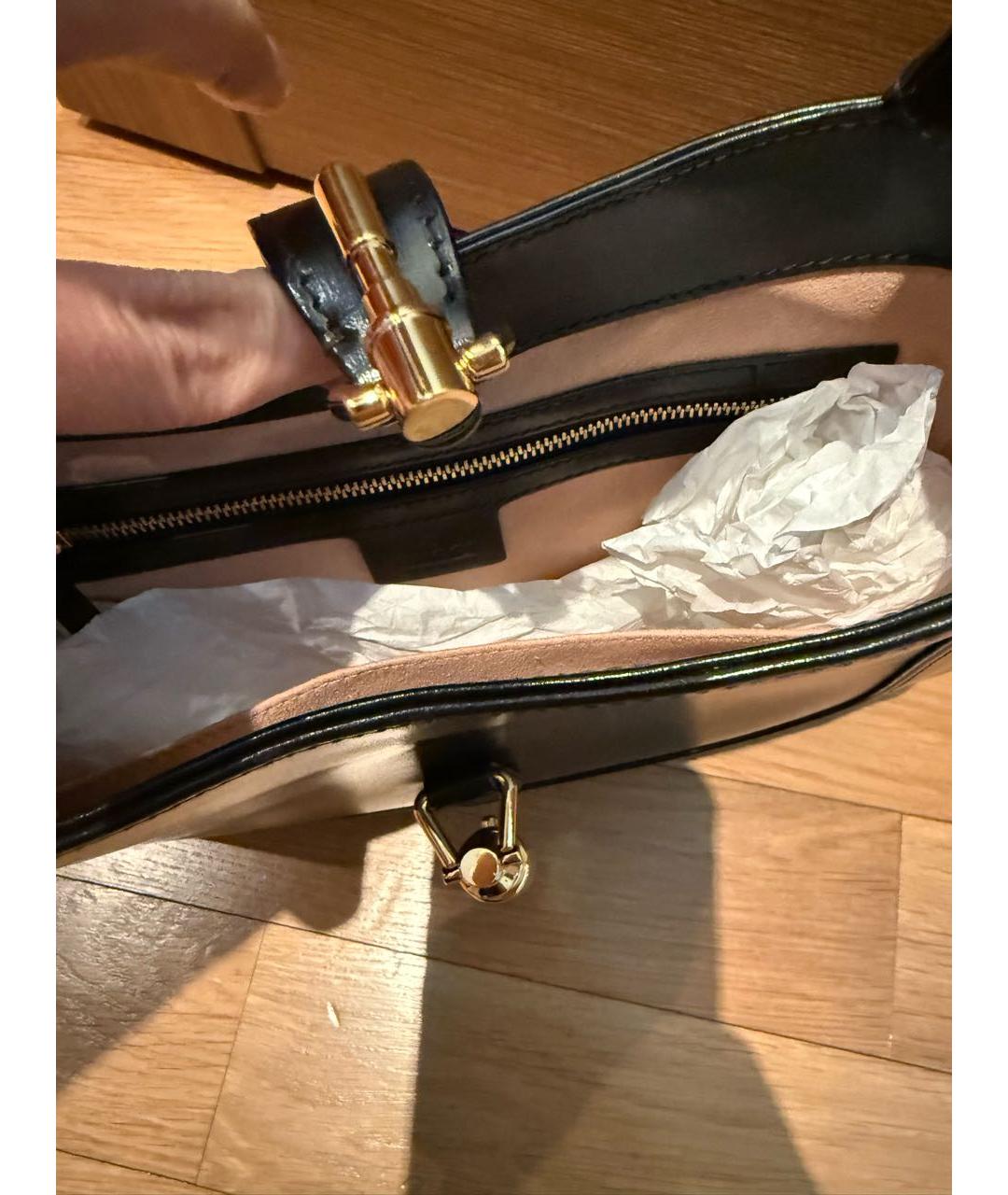 GUCCI Черная сумка через плечо из лакированной кожи, фото 4