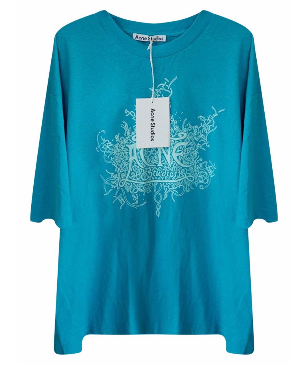 ACNE STUDIOS Бирюзовая хлопковая футболка, фото 1