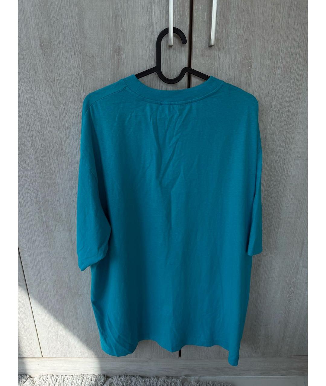 ACNE STUDIOS Бирюзовая хлопковая футболка, фото 2