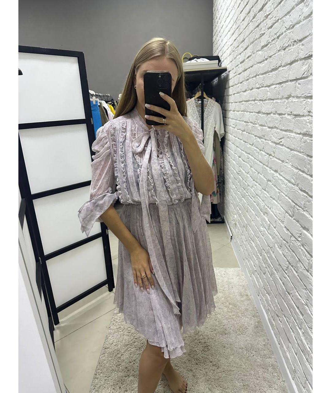 NO/FAITH STUDIOS Фиолетовое шелковое повседневное платье, фото 5