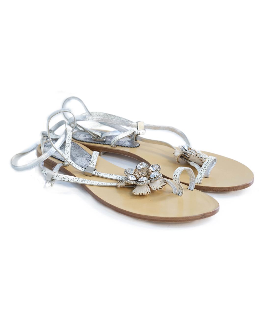 ERMANNO SCERVINO Белые кожаные сандалии, фото 2