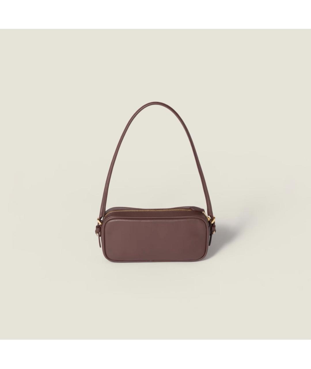 MIU MIU Коричневая кожаная сумка с короткими ручками, фото 3