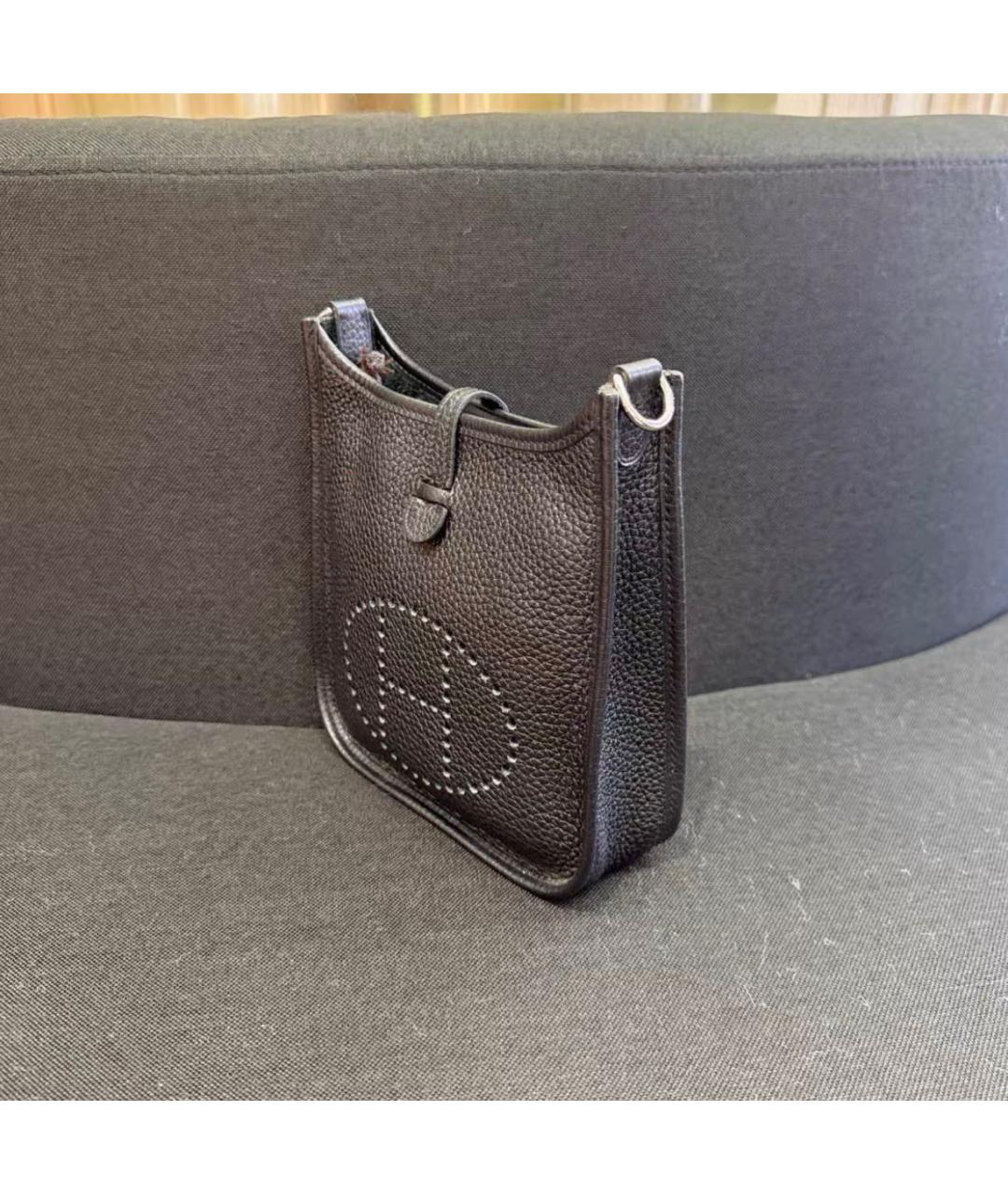 HERMES Черная кожаная сумка через плечо, фото 3