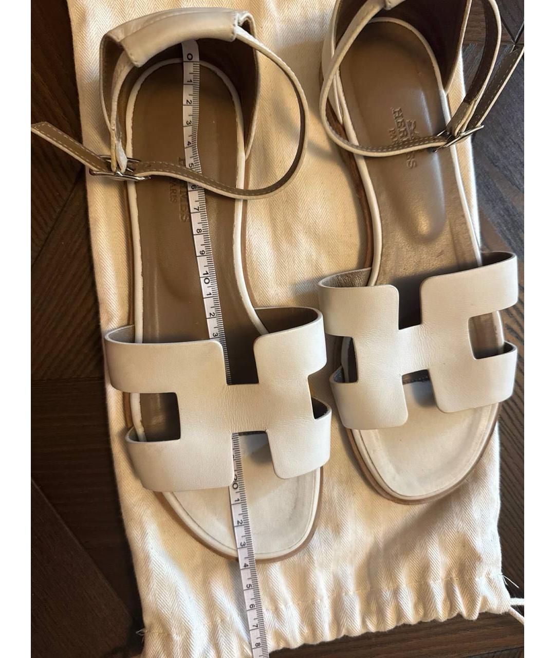HERMES Белые сандалии из лакированной кожи, фото 3