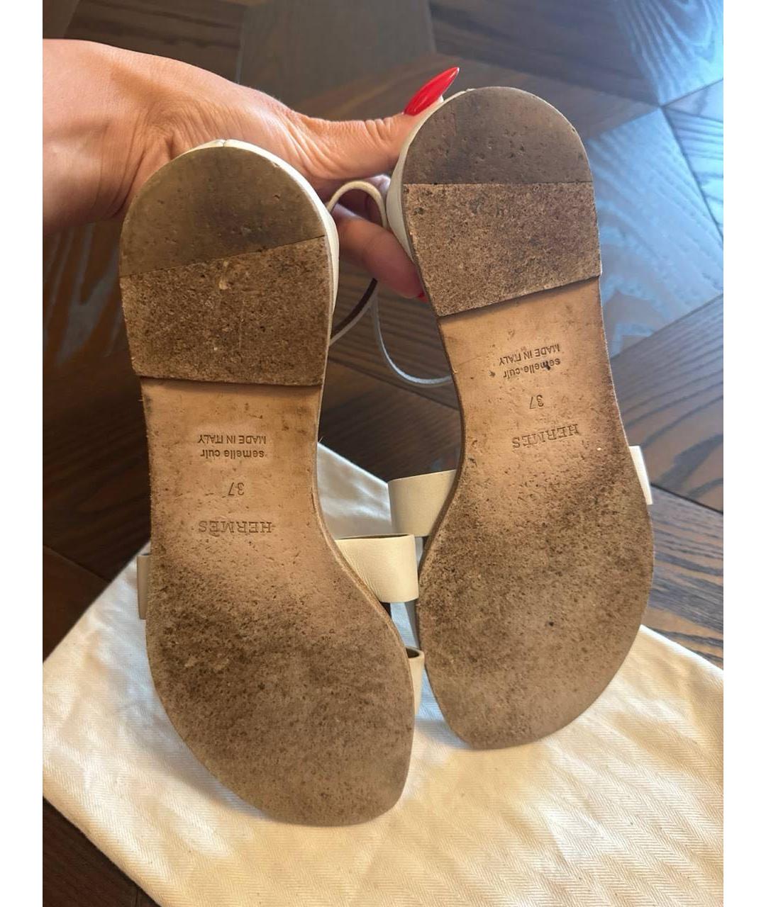 HERMES Белые сандалии из лакированной кожи, фото 6