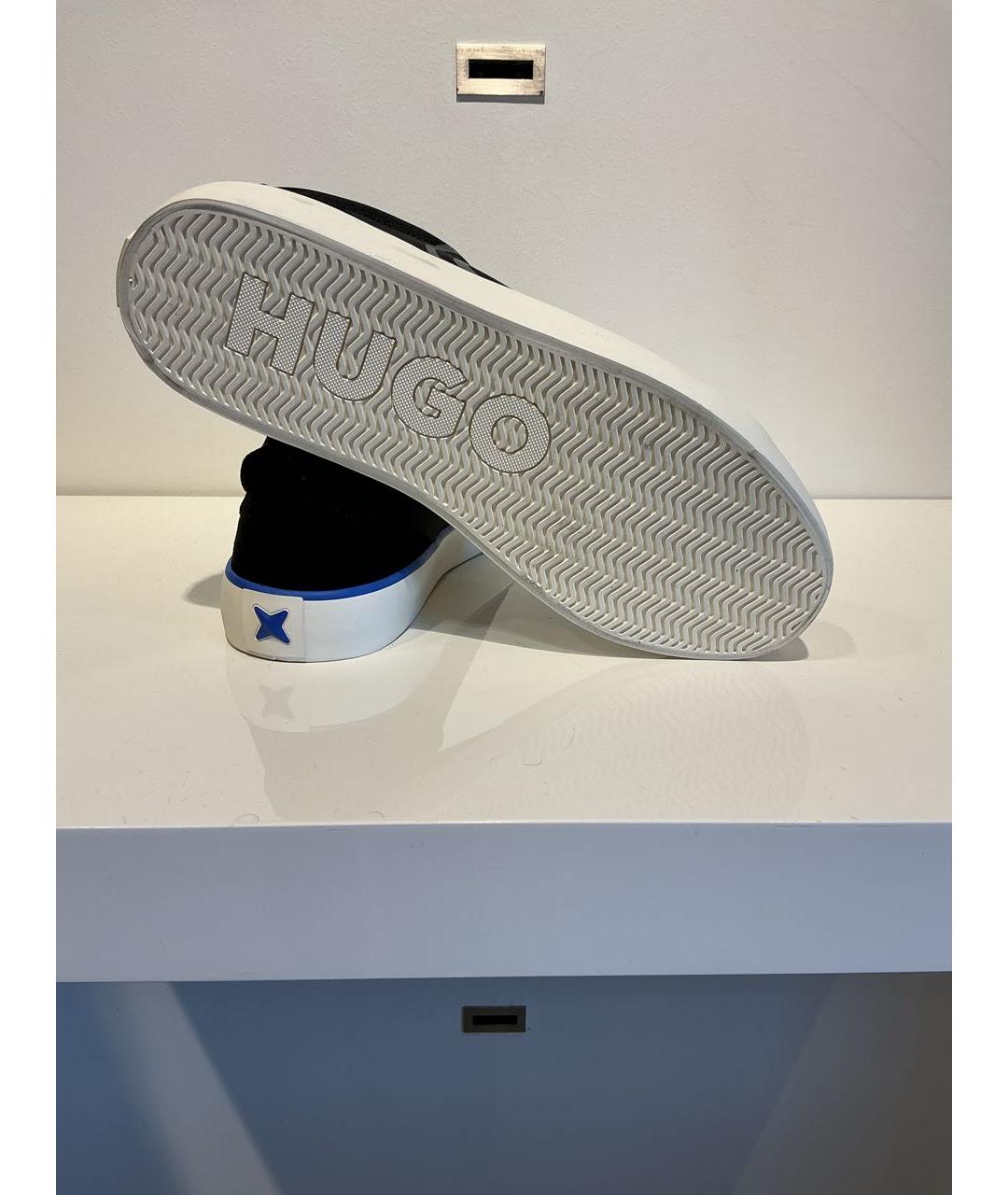 HUGO BOSS Черные текстильные низкие кроссовки / кеды, фото 5