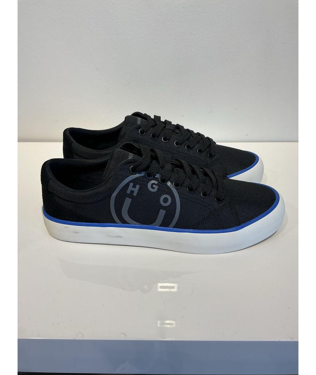 HUGO BOSS Черные текстильные низкие кроссовки / кеды, фото 3