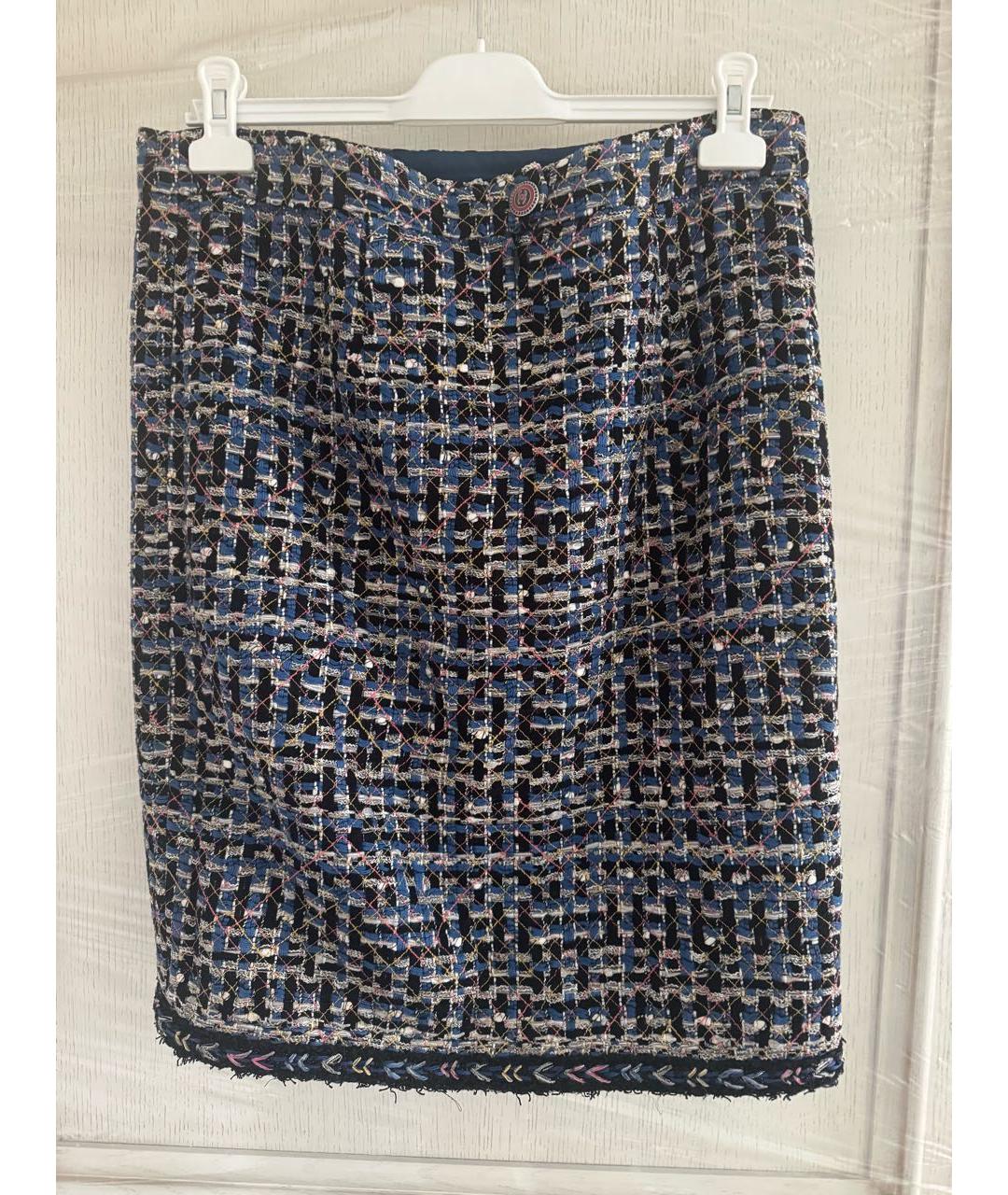 CHANEL Синяя хлопковая юбка миди, фото 2