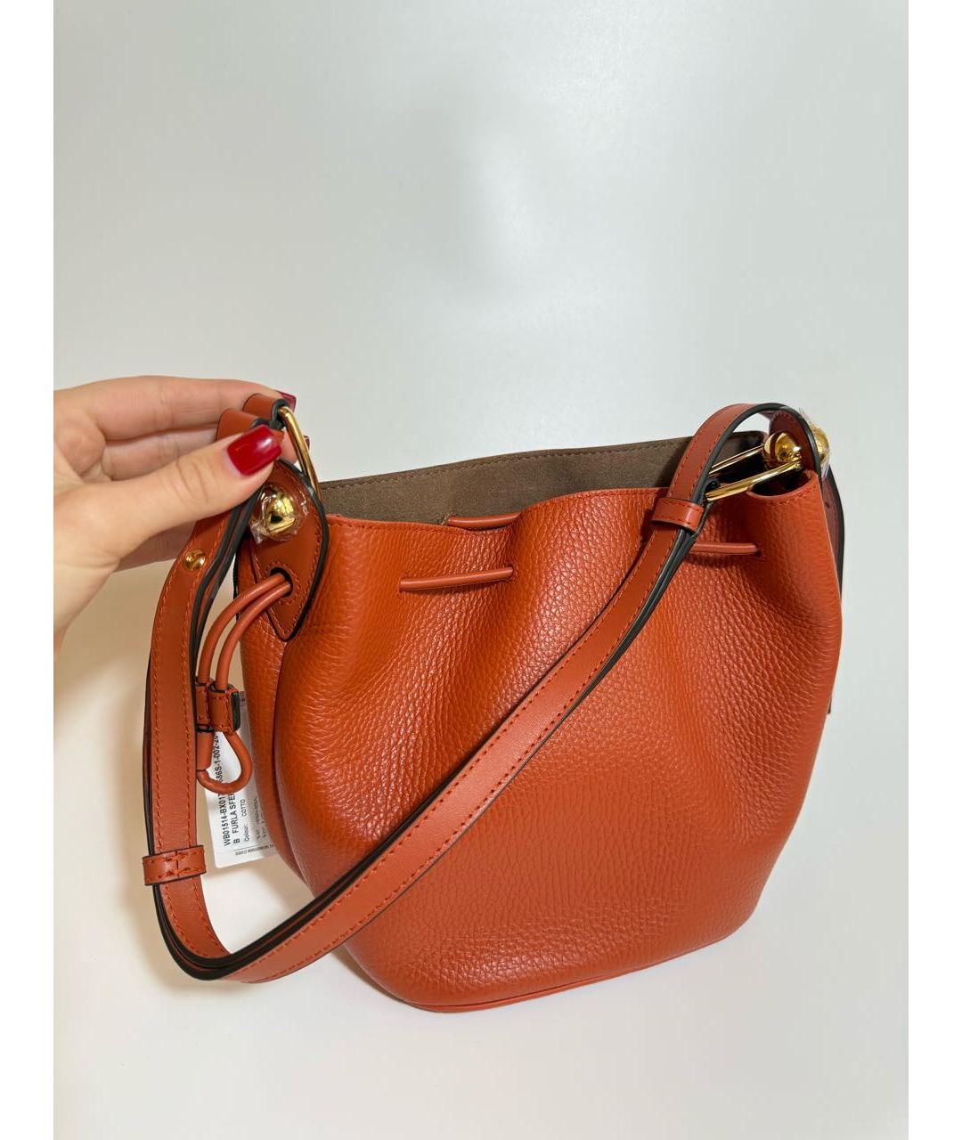 FURLA Оранжевая кожаная сумка через плечо, фото 3