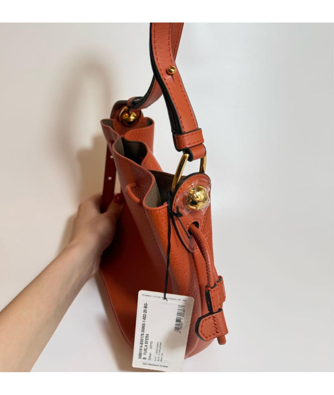 FURLA Оранжевая кожаная сумка через плечо, фото 2
