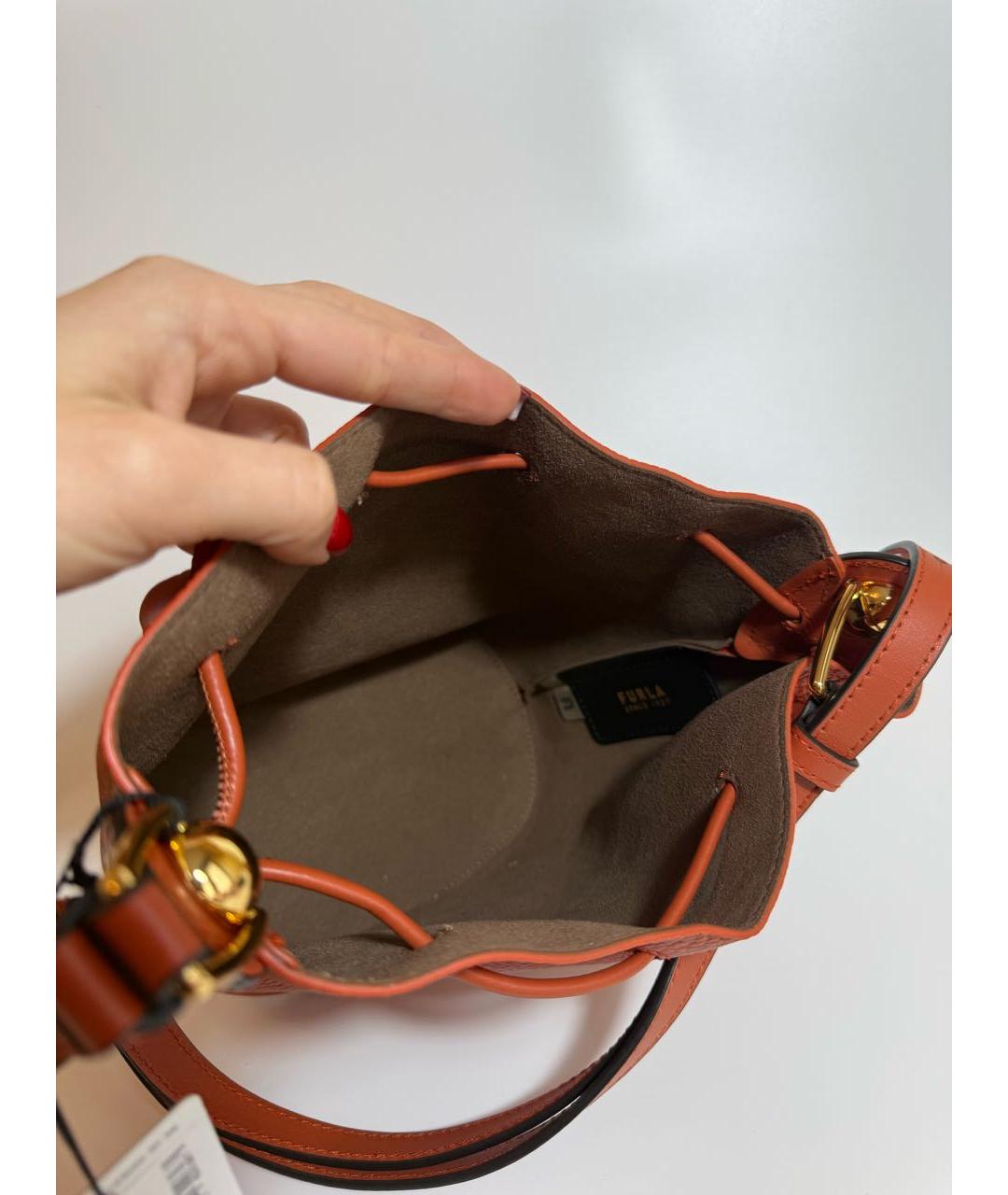 FURLA Оранжевая кожаная сумка через плечо, фото 4