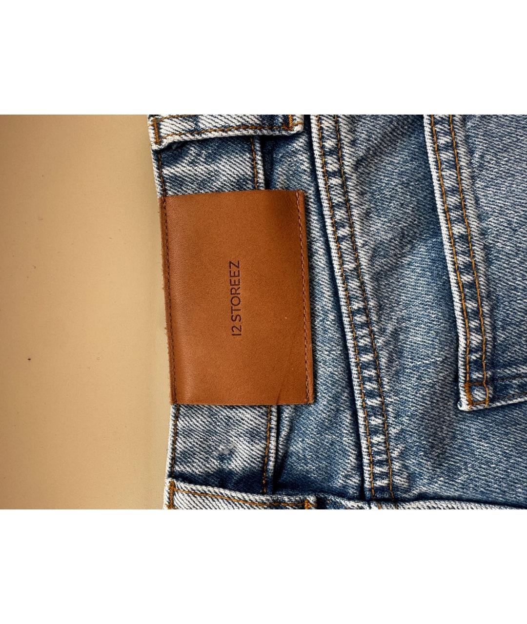 12 STOREEZ Синие хлопковые прямые джинсы, фото 3