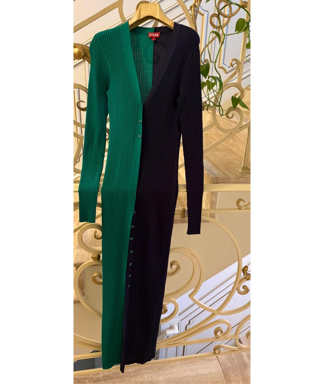 STAUD Темно-синее вискозное повседневное платье, фото 7