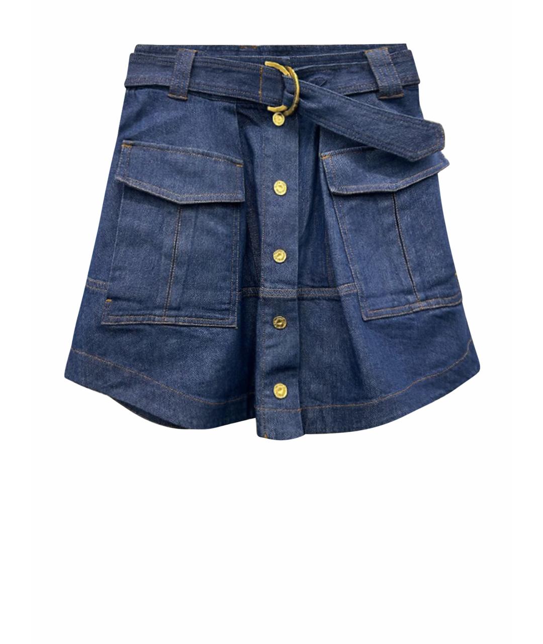 ZIMMERMANN Синяя хлопковая юбка миди, фото 1