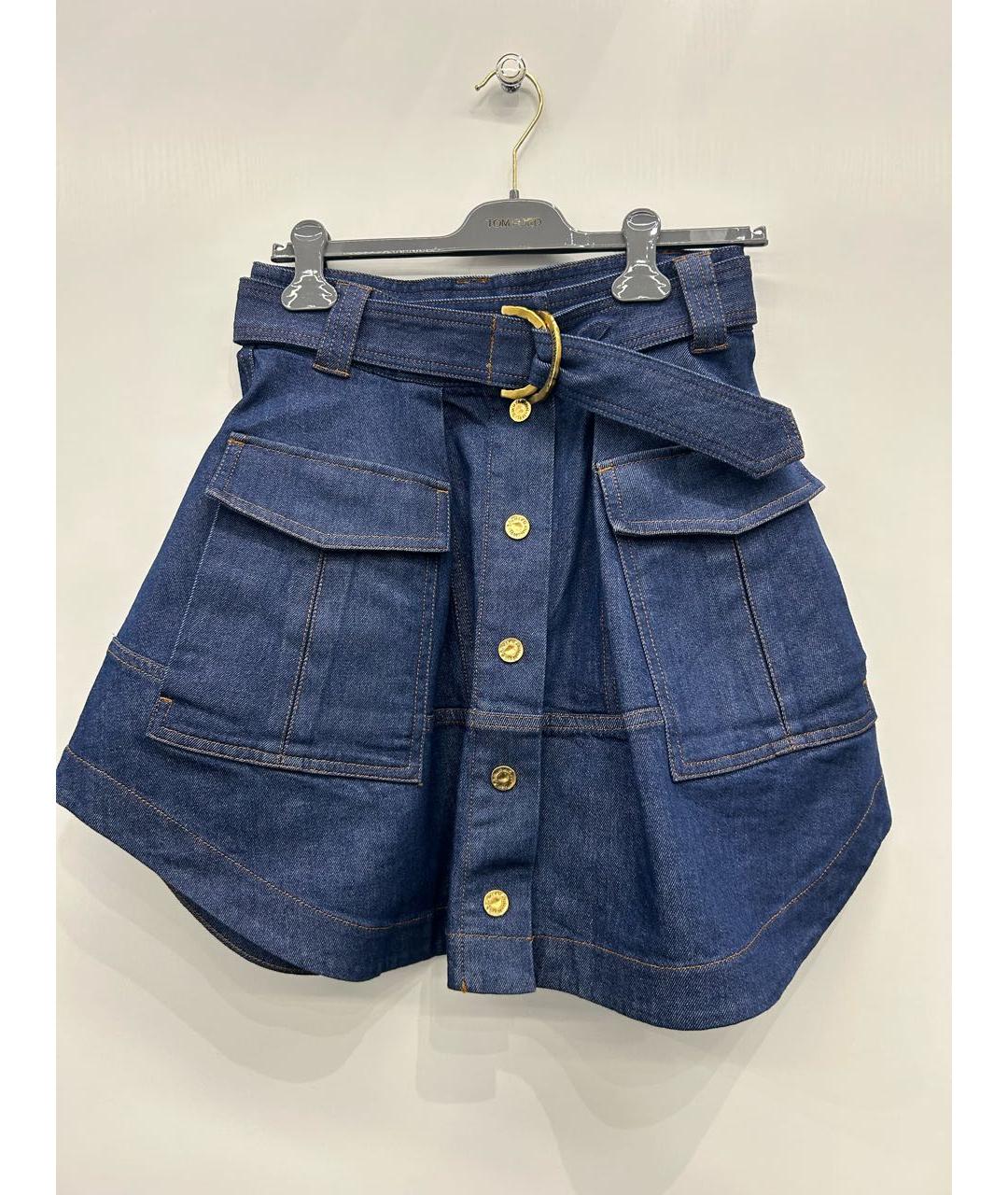 ZIMMERMANN Синяя хлопковая юбка миди, фото 9