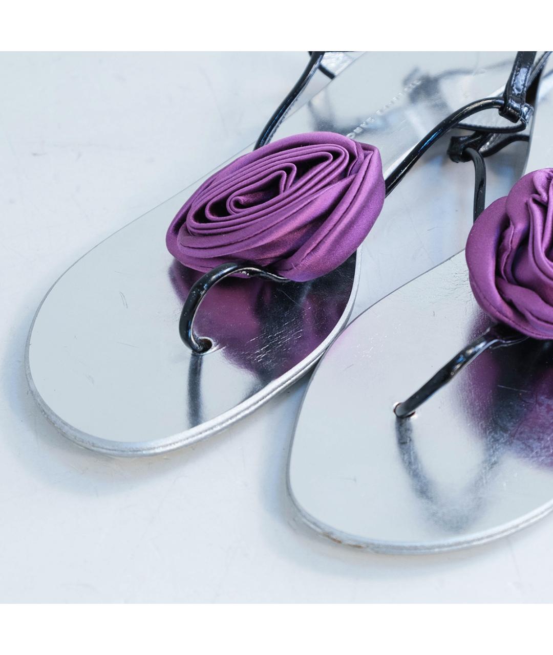 GIUSEPPE ZANOTTI DESIGN Серебряные кожаные сандалии, фото 3