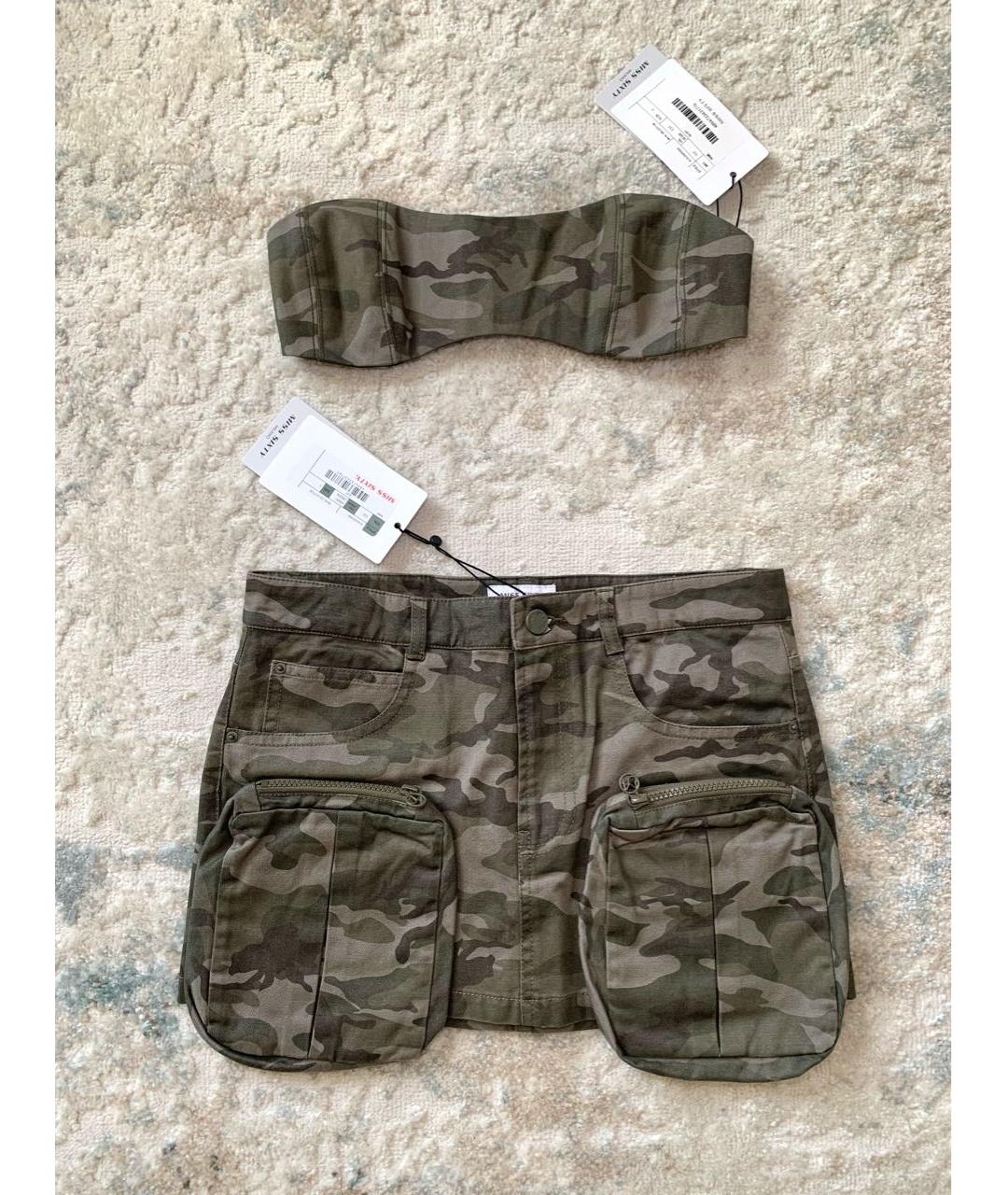 MISS BLUMARINE Хаки хлопковый костюм с юбками, фото 3