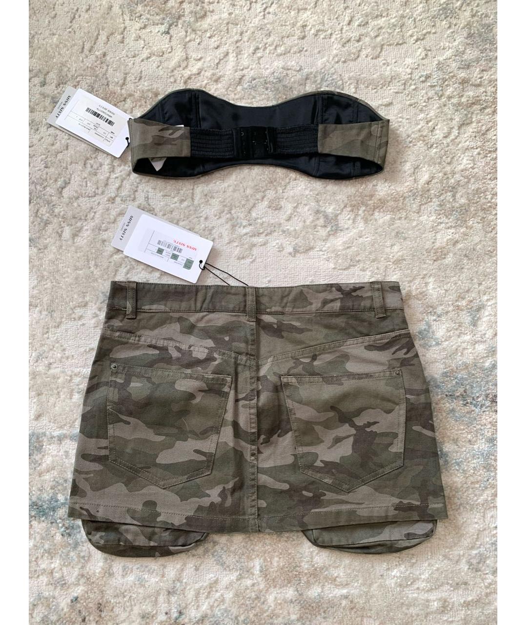 MISS BLUMARINE Хаки хлопковый костюм с юбками, фото 4