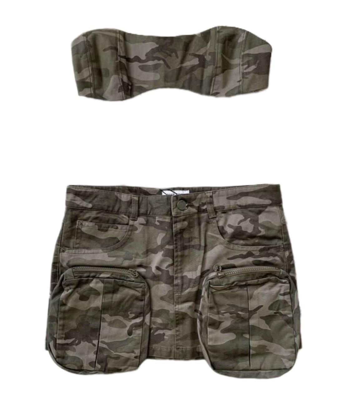 MISS BLUMARINE Хаки хлопковый костюм с юбками, фото 8