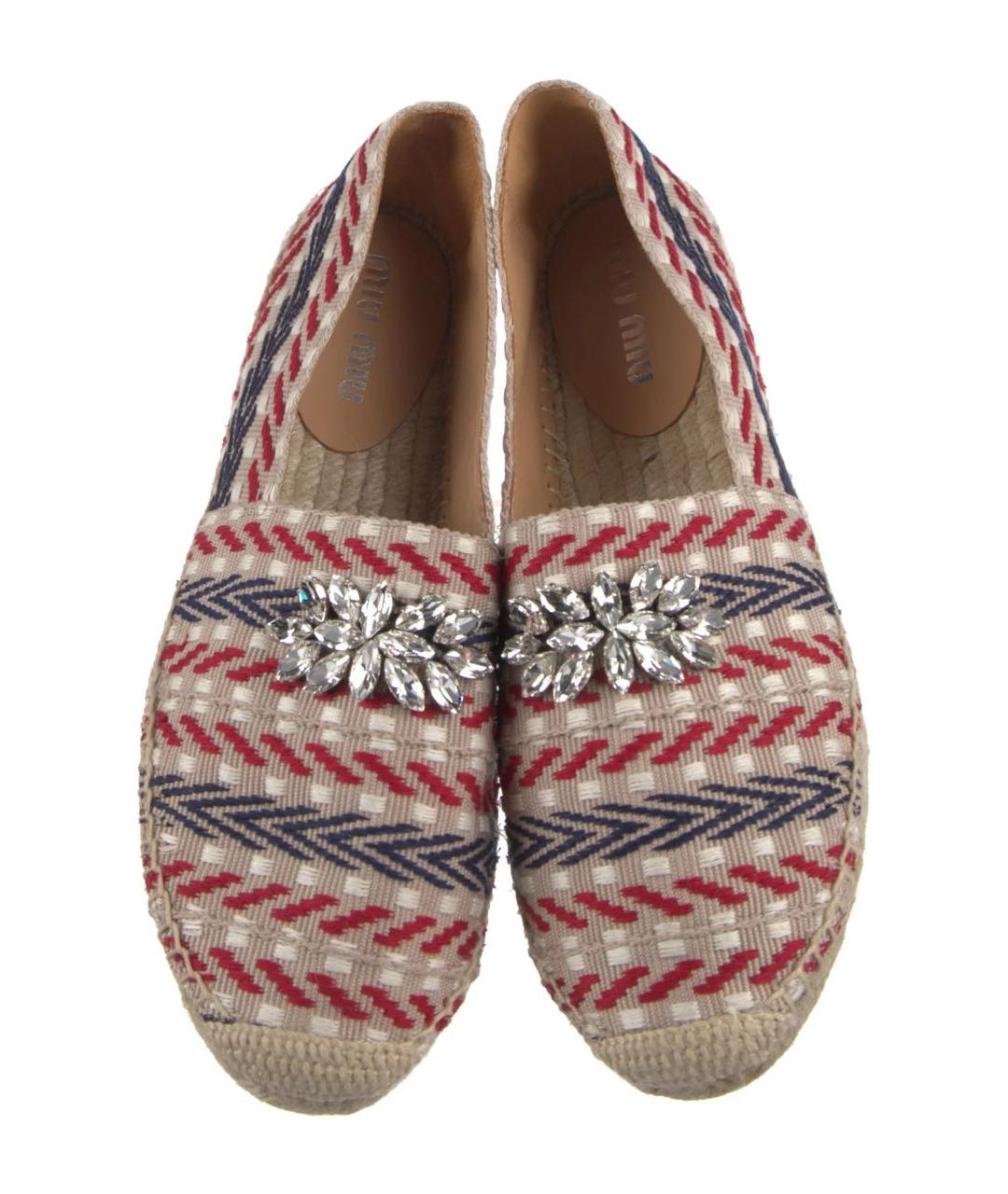 MIU MIU Бежевые текстильные эспадрильи, фото 2