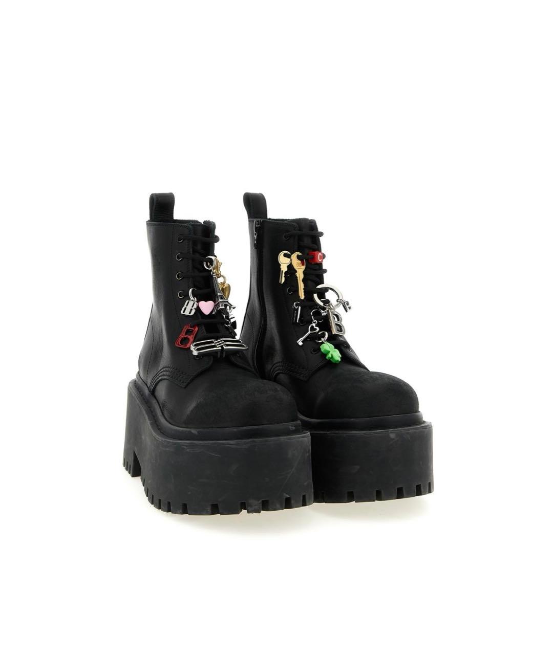 BALENCIAGA Черные кожаные ботинки, фото 2