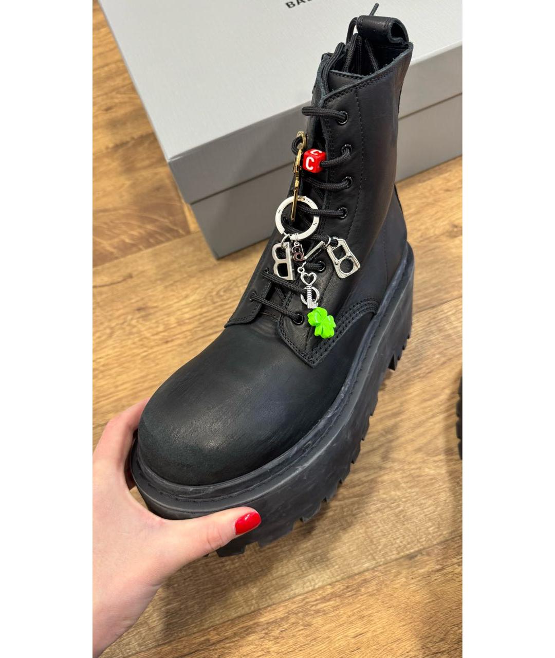 BALENCIAGA Черные кожаные ботинки, фото 5