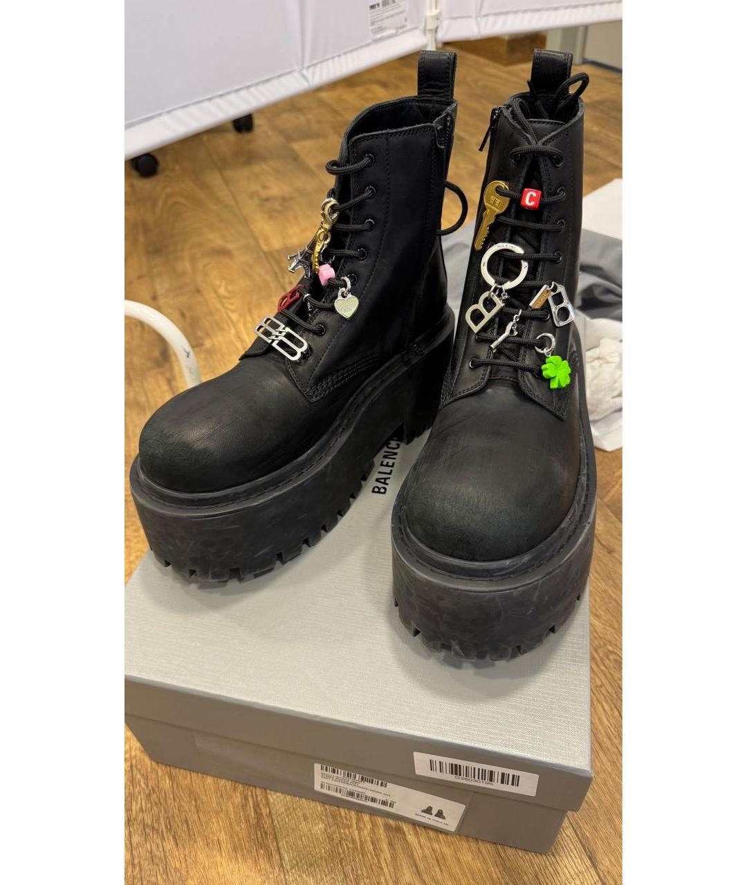 BALENCIAGA Черные кожаные ботинки, фото 3