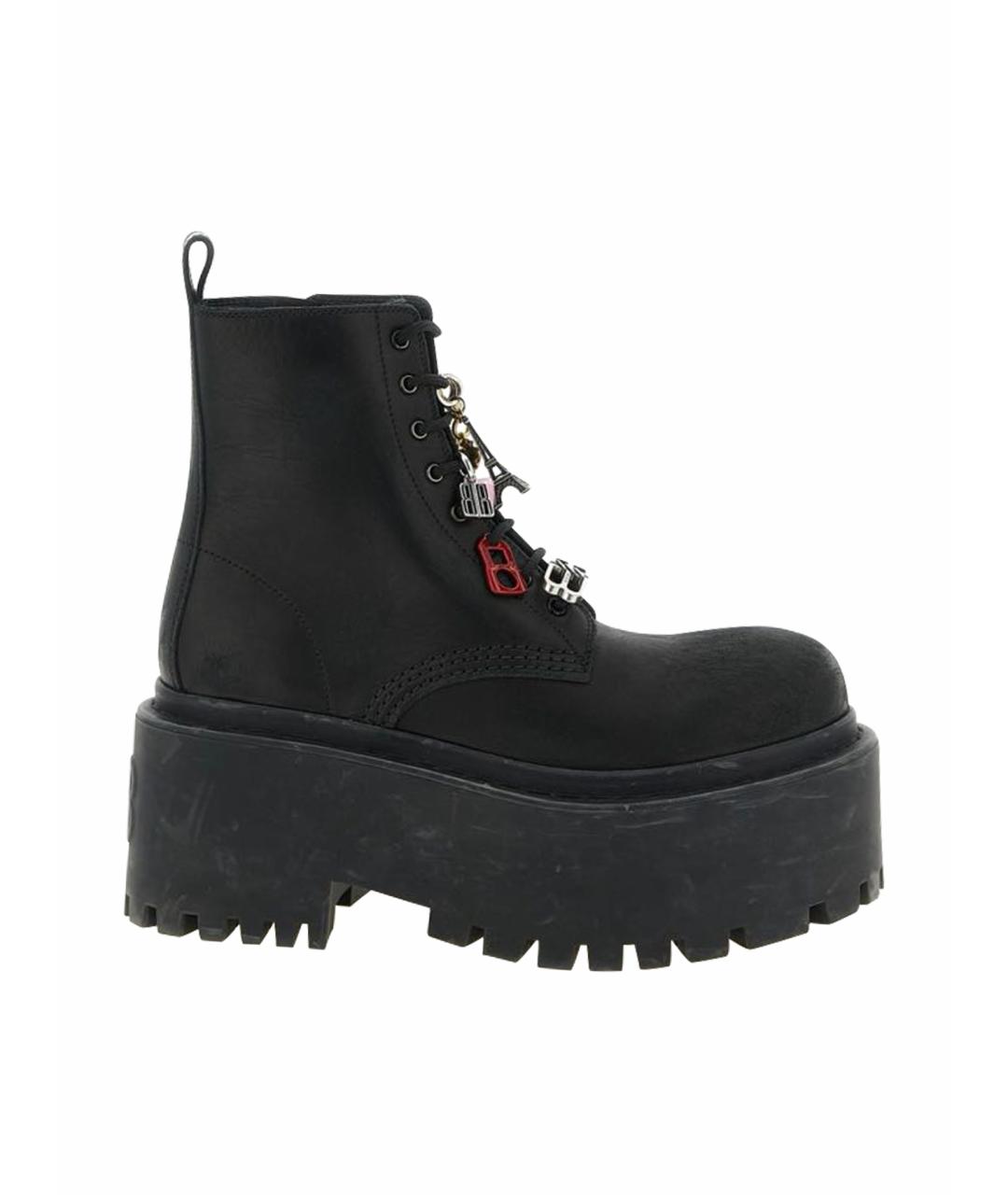 BALENCIAGA Черные кожаные ботинки, фото 1
